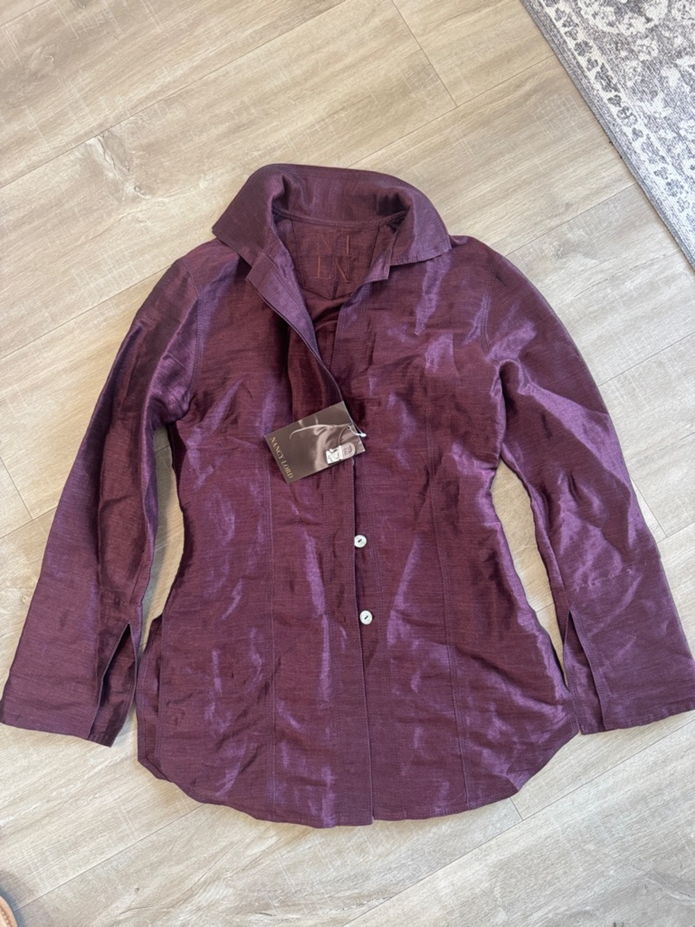 Women's Plum Button-Front Shirt - NWT Nancy Lord 💯 linen size 4
